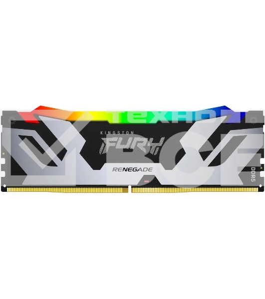 Оперативная память Kingston FURY Renegade Silver RGB, DDR5, 24GB (1x24 GB), 7200 MHz, CL38, радиатор, RGB, серебристый
