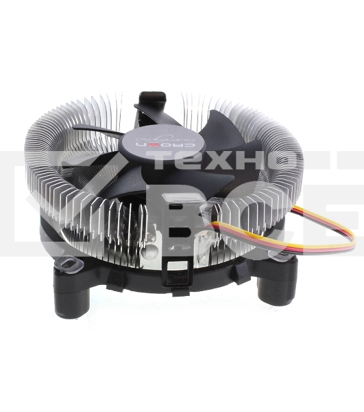 Кулер для процессора Crown CM-80 v2 серебристый/черный, 75 мм, алюминий, 2200 об/мин, 22 дБ, 3 pin, 65 Вт, 42 мм