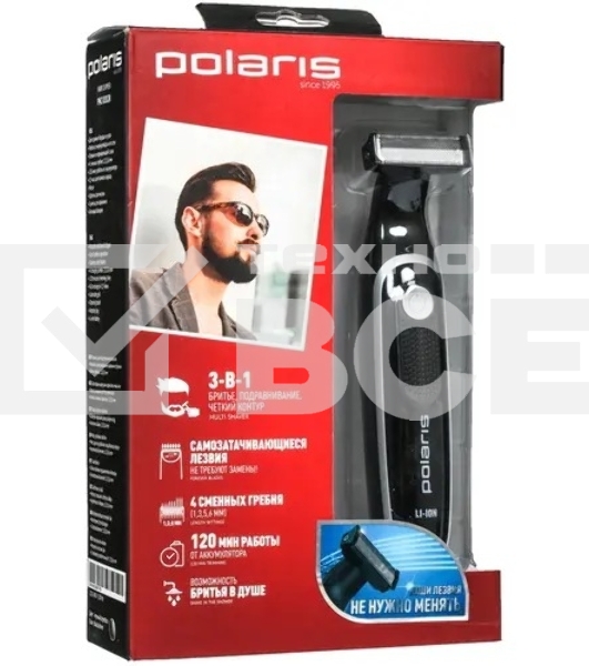 Машинка для стрижки Polaris PHC 0202R черный/серебристый