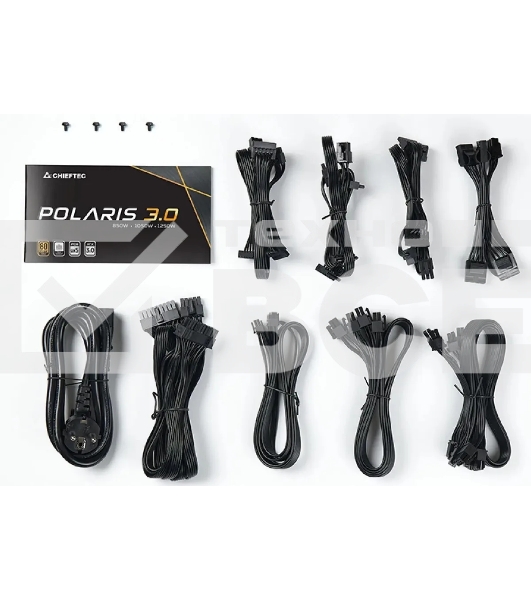 Блок питания Chieftec Polaris 3.0 PPS-1050FC-A3, 1050Вт, 80 PLUS Gold, 135мм, модульный, черный