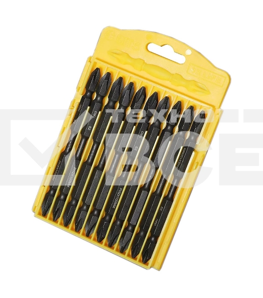 Набор двухсторонних торсионных бит для ударных шуруповертов 10 шт Deli DL253202 PH2x100мм, сталь S2, пласт.кейс