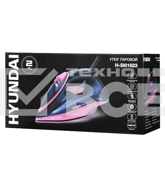 Утюг Hyundai H-SI01623 2400 Вт черный/розовый