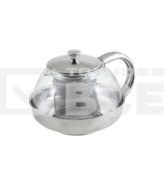 Чайник заварочный MALLONY Menta-600 из нержавеющей стали и жаропрочного стекла, 0,6 л