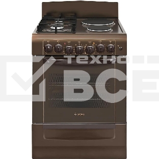 Плита комбинированная Gefest ПГЭ 6112-02 0137 коричневый, конфорок 2 газовых и 2 электрических, духовка 55 л, 60 см x 85 см x 60 см