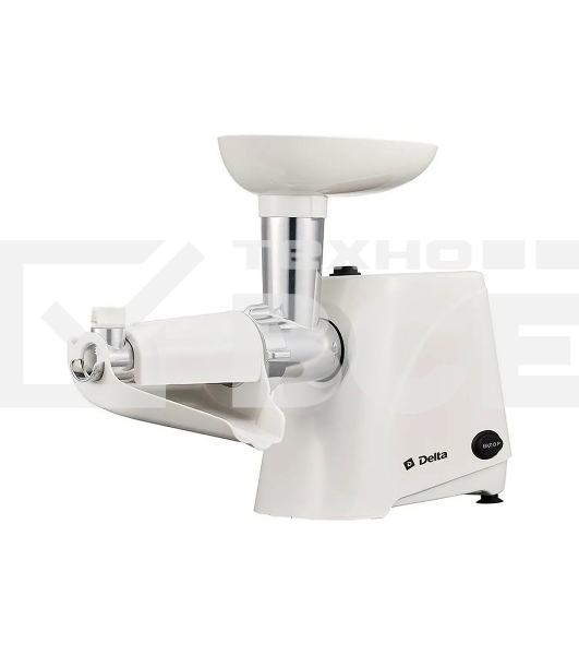 Мясорубка электрическая Delta DL-6101M белый, 2000 Вт, 1.8 кг/мин, реверс, защита от перегрузки, насадки - 4