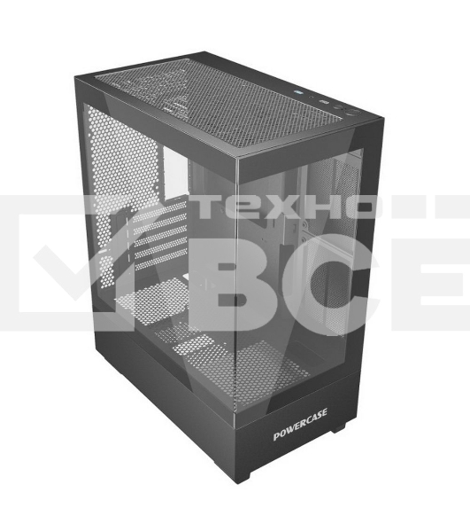Корпус компьютерный Powercase Vision Micro M, Tempered Glass, чёрный, mATX  (CVMMB-L0)