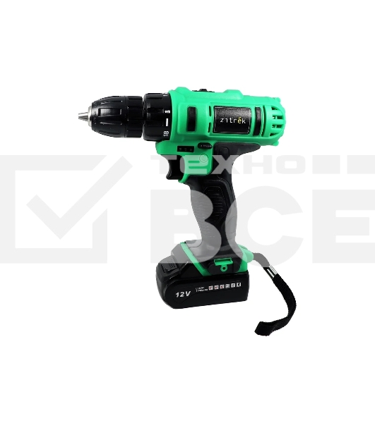 Дрель-шуруповерт Zitrek Greenpower 12-Li 063-4074, Аккумуляторная, 12В, 2 АКБ, Кейс