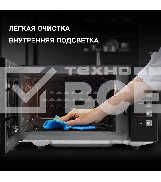 Микроволновая печь Hyundai HYM-D3008 черный, 23 л, 800 Вт, переключатели - сенсор