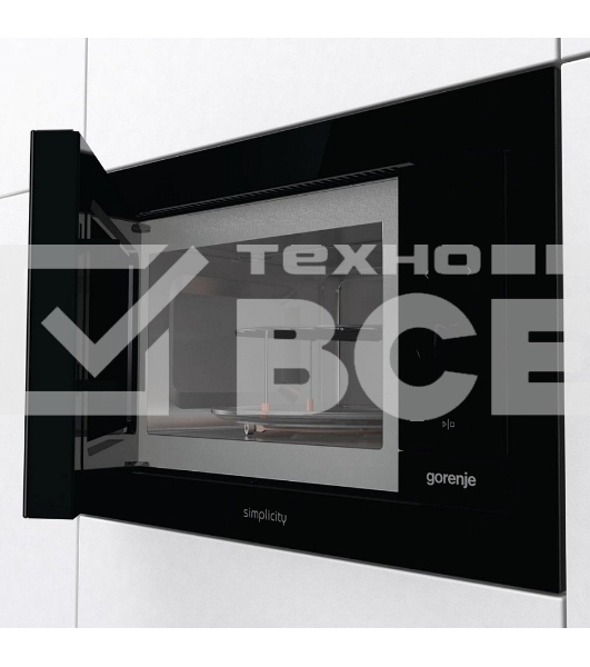 Встраиваемая микроволновая печь GORENJE BM235G1SYB черный 23 л, 900 Вт, переключатели - поворотный механизм/сенсор