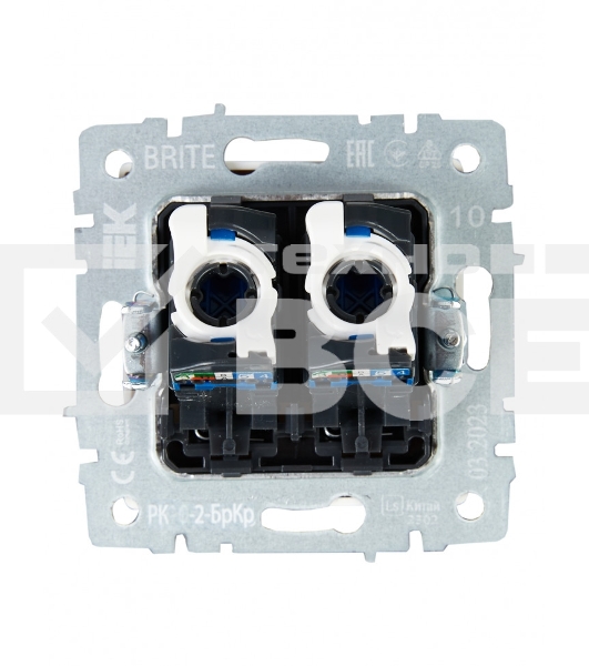 Розетка компьютерная двойная IEK BRITE РК10-2-БрКр (BR-K20-1-K10) СП RJ45 кат.5E бежевый