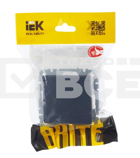 Розетка 1-местная IEK BRITE РСбш10-3-44-БрМ с заземлением, с защитными шторками и крышкой, 16А, IP44, маренго
