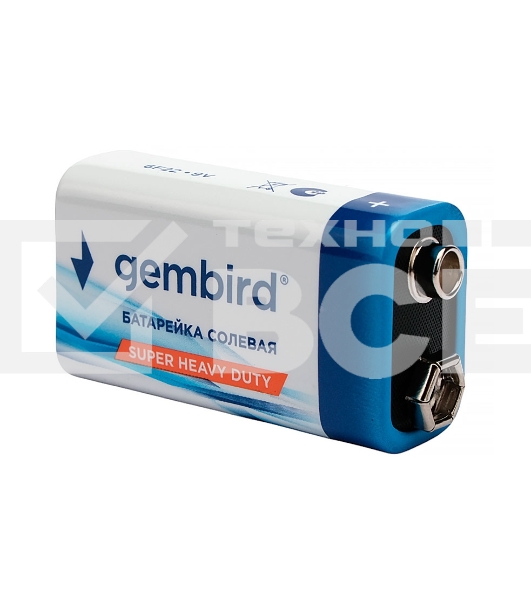 Батарейка солевая Gembird GB-6F22-1F, тип Крона(6F22), 1шт, пленка, 9 В
