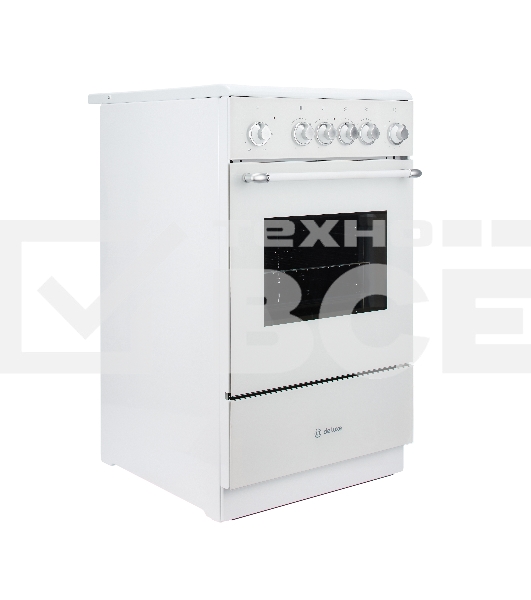 Плита электрическая De Luxe 506004.23ЭС-120 белый, конфорок 4 шт, духовка 54 л, 50 см x 87 см x 60 см