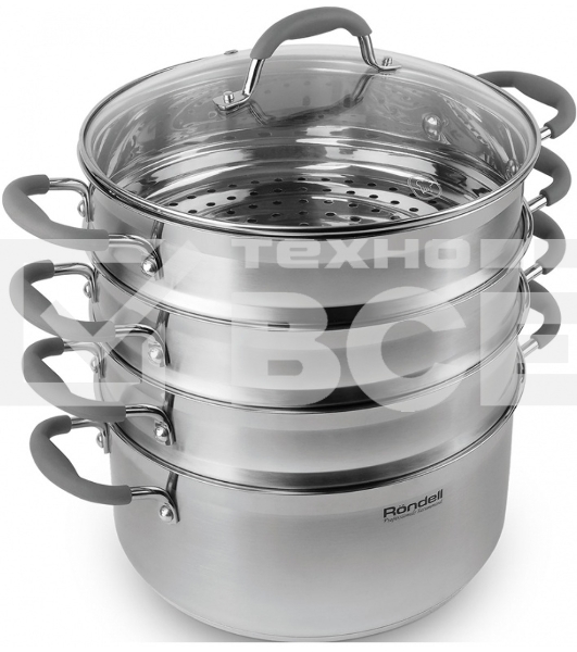 Пароварка Rondell RDS-1103 26см. 3 перфорированных уровня (5,5 л - нижний ярус)