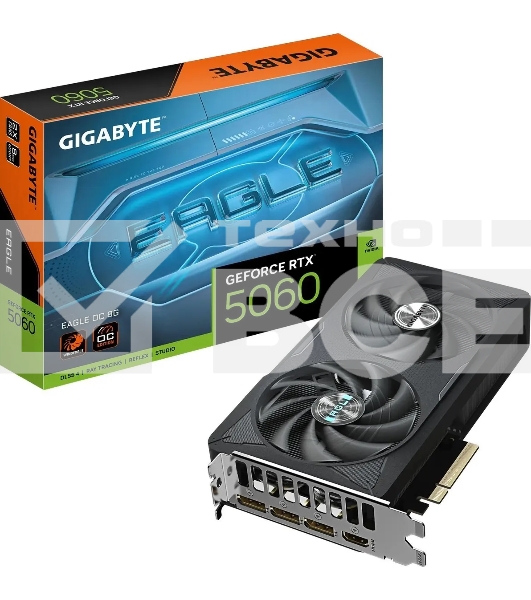 Видеокарта Gigabyte PCI-E 5.0 GV-N5060EAGLE OC-8GD 1.0 NVIDIA GeForce RTX 5060 8Gb 128bit GDDR7 2550/28000 HDMIx1 DPx3 HDCP Ret