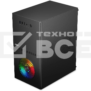 Компьютерный корпус CBR mATX Minitower V867, без БП, 1хUSB 3.0, 2хUSB 2.0, HD Audio+Mic, Rainbow Fan, Black PCC-MATX-V867-WPSU