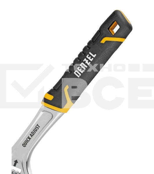 Ключ разводной Denzel 15743, 250 мм (раскрытие до 38 мм), CrV, с быстрым сбросом, кованый, TPR рукоятка