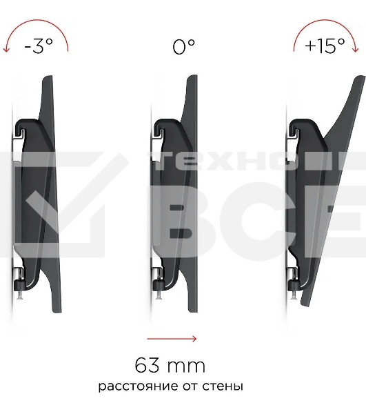 Кронштейн для телевизора Holder LCDS-5010 черный металлик, настенный, наклон