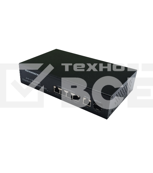 Коммутатор неуправляемый NEOMAX NMS-106PoE-1000-S, 6 портов 1000 Mbps, 4xPoE + 1xSFP, металл