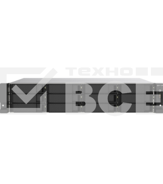 Сетевое хранилище без дисков SMB QNAP TS-1273AU-RP-8G NAS 12 HDD trays, 2x 2.5 GbE, rackmount, 2 PSU. 4-core AMD V1500B  2,2 GHz , RAM 8 GB (8 GB UDIMM DDR4 (1 x 8 GB) up to 32 GB (2 x 16 GB)). W/o rail kit RAIL-B02