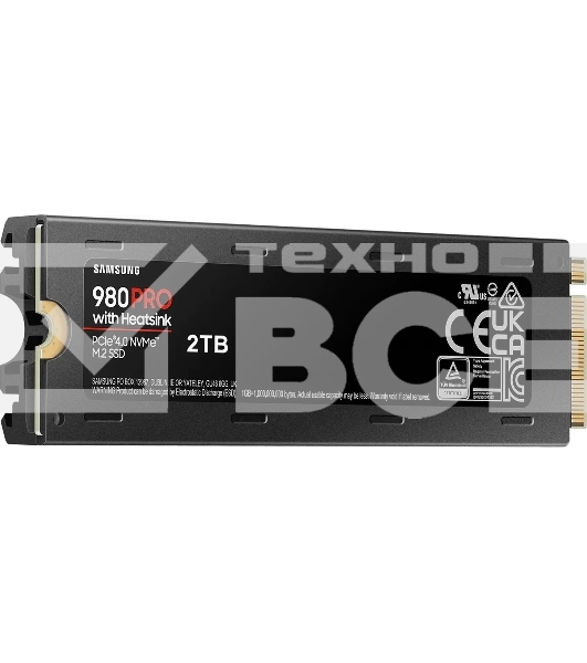 Накопитель SSD Samsung 980 PRO MZ-V8P2T0CW, 2Tb, PCIe 4.0 x4, M.2 2280, NVMe, R/W 7000/5100, с радиатором