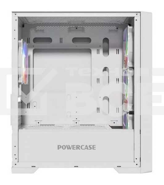 Компьютерный корпус Powercase ByteFlow Micro White, Tempered Glass, 4х 120mm ARGB fans, ARGB HUB, белый, mATX  (CAMBFW-A4)