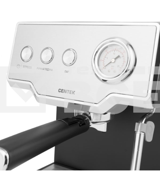 Кофеварка рожковая Centek CT-1167 черный/серебристый, исп. кофе - молотый, 1.6 л, 850 Вт, 20 бар.