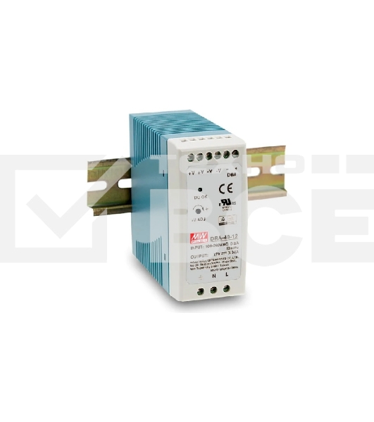 Блок питания AC-DC, 60Вт, на DIN рейку, вход 90-264В AC, 47-63Гц, 127-370В DC, выход 12В,5А, регулировка 12-15В, димминг 3 в 1, в кожухе