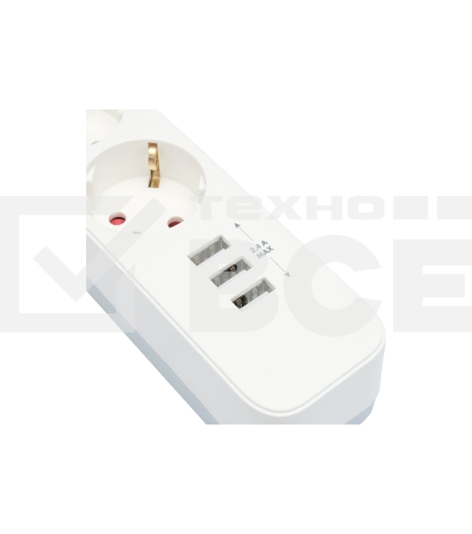 Сетевой фильтр Гарнизон 2.0 Мультипорт EPS-4-U3-W-2, 4 р, 10А, 3xUSB, 2м, ур.защиты 2+, белый, пакет