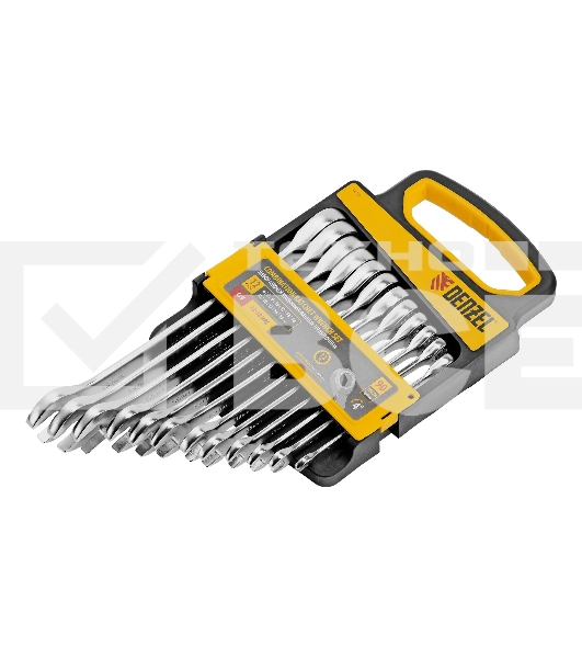 Набор ключей комбинированных трещоточных Denzel 6-19 мм, 12 шт., CrV, матовый хром 14722