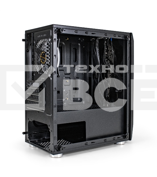 Компьютерный корпус Minitower ExeGate Mistery R2-NPX500 (mATX, БП 500NPX с вент. 12 см, 2*USB+1*USB 3.0, аудио, черный, 1 вент. 12см с RGb подсветкой и полоса на передней панели, боковая панель - закаленное стекло)