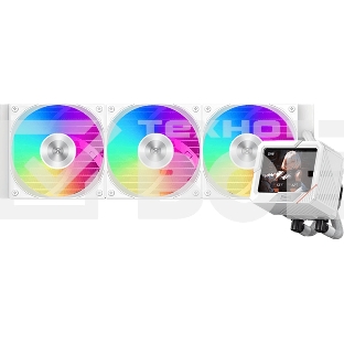 Система охлаждения PCCooler GT360 ARGb Display WH (310W, 360мм, LED temp., белый, ARGb/Fans: 3x120мм, 99CFM, 41.5dBA, 3000RPM/Pump 15dBA, 2600RPM, Rad thickness 27мм/S: 1851, 1700, 1200, 115X, AM5, AM4)