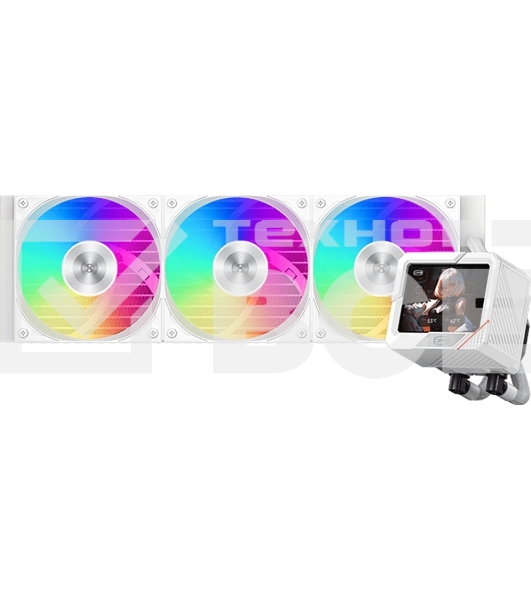 Система охлаждения PCCooler GT360 ARGb Display WH (310W, 360мм, LED temp., белый, ARGb/Fans: 3x120мм, 99CFM, 41.5dBA, 3000RPM/Pump 15dBA, 2600RPM, Rad thickness 27мм/S: 1851, 1700, 1200, 115X, AM5, AM4)