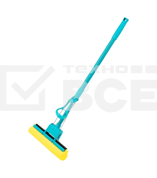 Швабра отжимная Home Palisad 110 см, губка PVA 26х5,5х6 см, телескопическая рукоятка, бирюзовая