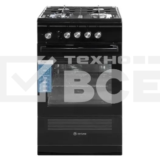 Плита газовая De Luxe 506040.24Г ЧР-001 черный, конфорок 4 шт, духовка 54 л, 50 см x 85 см x 60 см