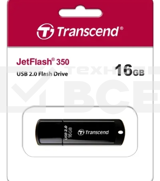 Флешка USB Transcend JetFlash 350 (TS16GJF350), 16Gb, USB 2.0, R/W 15/7, черный