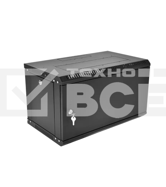 Шкаф телекоммуникационный настенный разборный ЦМО ЭКОНОМ 6U (600 x 520) дверь металл, цвет черный (ШРН-Э-6.500.1-9005)