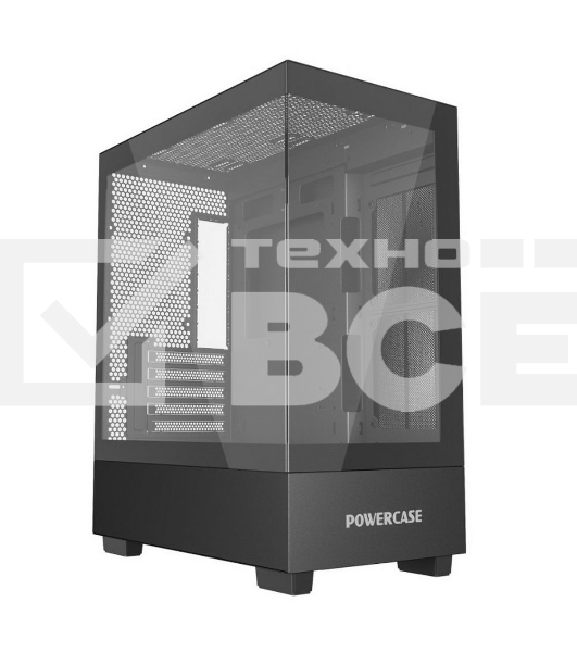 Корпус компьютерный Powercase Vision Micro M, Tempered Glass, чёрный, mATX  (CVMMB-L0)