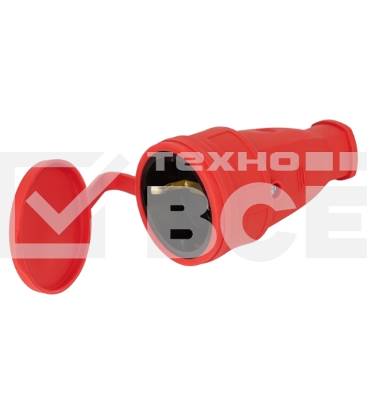 Розетка ЭРА RX10-R-IP44 каучуковая c заземлением 16А IP44 прямая красная