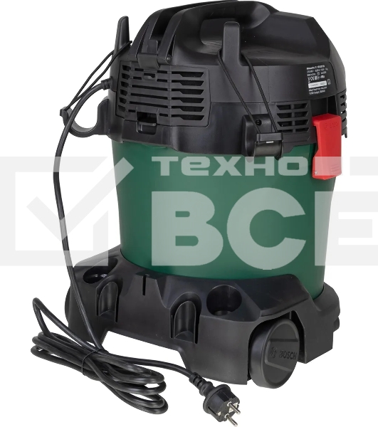 Строительный пылесос Bosch AdvancedVac20 зеленый, 300/1200 Вт, уборка сухая/влажная, пылесборник мешок/контейнер, 20 л