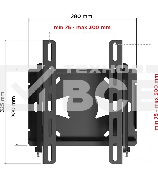 Кронштейн для телевизора Holder LCDS-5010 черный металлик, настенный, наклон