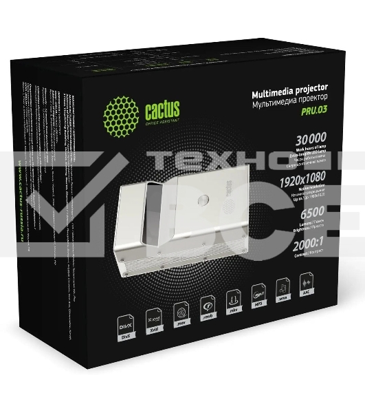 Проектор Cactus CS-PRU.03WT.WUXGA-A DLP 6500Lm (1920x1080) 2000:1 ресурс лампы:30000часов 1xUSB typeA 1xHDMI 1.5кг