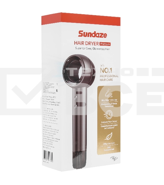 Фен Itel IHD-73 серый, 1300 Вт, компактный, ионизация