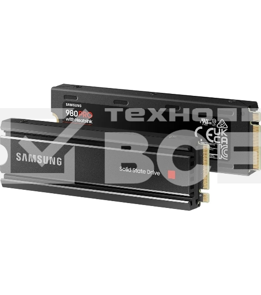 Накопитель SSD Samsung 980 PRO MZ-V8P2T0CW, 2Tb, PCIe 4.0 x4, M.2 2280, NVMe, R/W 7000/5100, с радиатором