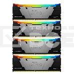 Оперативная память Kingston Fury Renegade, DDR4, 128GB (4x32GB), 3600MHz, CL18, радиатор, RGB, чёрный/серебристый, фото 1