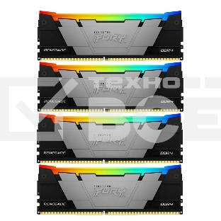 Оперативная память Kingston Fury Renegade, DDR4, 128GB (4x32GB), 3600MHz, CL18, радиатор, RGB, чёрный/серебристый