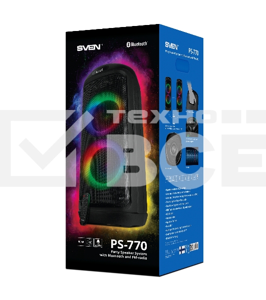 Мобильные колонки Sven PS-770 2.0 черный 2x50W  Bluetooth