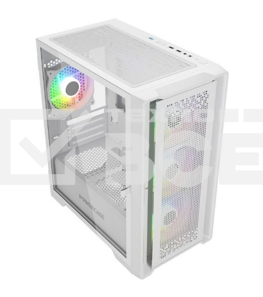 Компьютерный корпус Powercase ByteFlow Micro White, Tempered Glass, 4х 120mm ARGB fans, ARGB HUB, белый, mATX  (CAMBFW-A4)