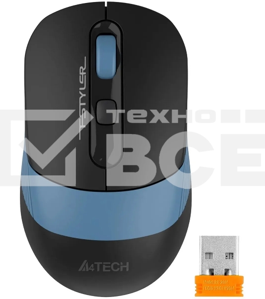 Мышь беспроводная A4Tech Fstyler FB10CS черный/синий, 2000 dpi, радиоканал, Bluetooth, USB, кнопки - 4