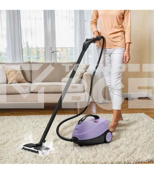 Пароочиститель напольный Kitfort КТ-9185 2000Вт черный/сиреневый